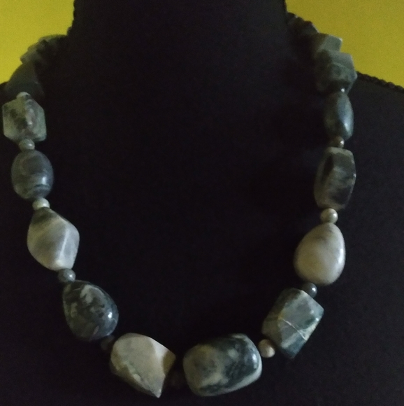 ❤️🎁Jay King Mine Finds Grey/Green/Brown Jasper Necklace 21" w/ 3" 925 Extender - Picture 2 of 12
